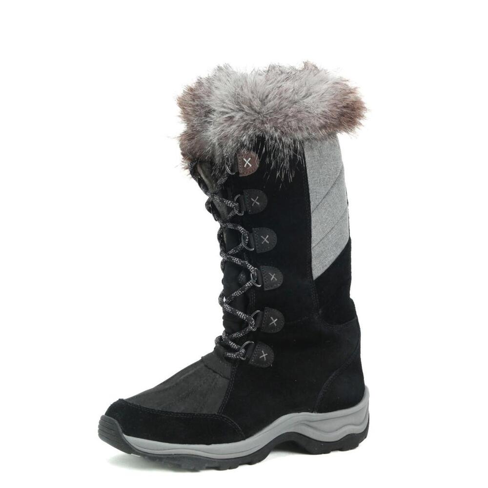 Clarks Wintry Hi Tall Black Suede Boots Womens Size 8 M Thinsulate Faux Fur
